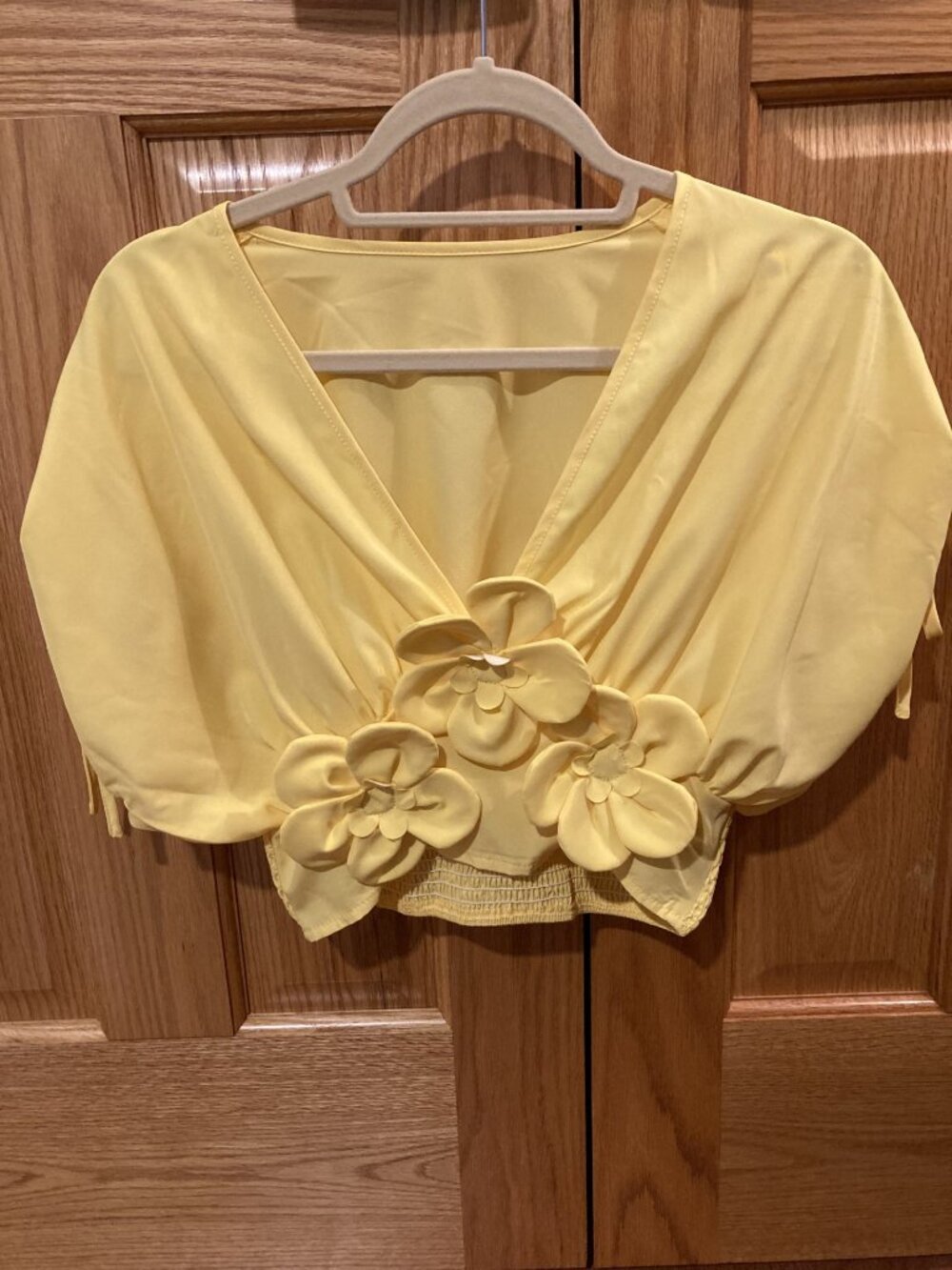 Bright Yellow 3D Floral Top — Size Small (Never Worn)